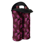 Purple Japanese Amaryllis Pattern Print Double Neoprene Wine Tote