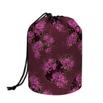 Purple Japanese Amaryllis Pattern Print Drawstring Makeup Bag