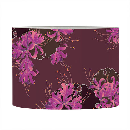 Purple Japanese Amaryllis Pattern Print Drum Lamp Shade