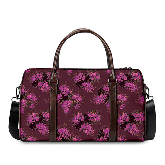 Purple Japanese Amaryllis Pattern Print Duffle Bag