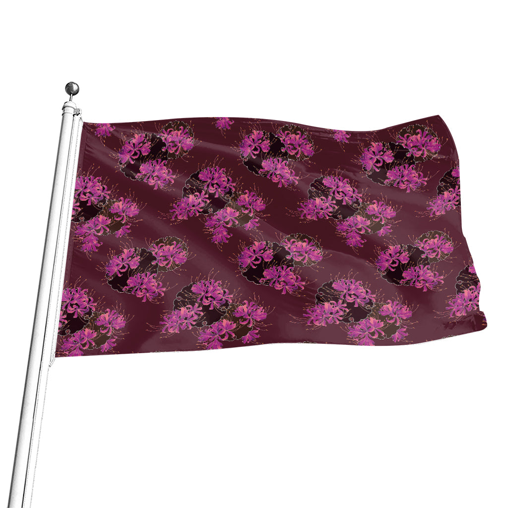 Purple Japanese Amaryllis Pattern Print Flag