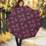 Purple Japanese Amaryllis Pattern Print Foldable Umbrella