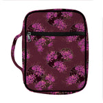 Purple Japanese Amaryllis Pattern Print Front Pocket Bible Bag