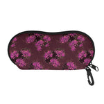 Purple Japanese Amaryllis Pattern Print Glasses Case