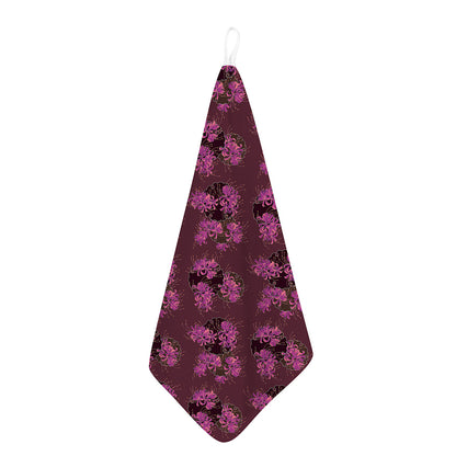 Purple Japanese Amaryllis Pattern Print Hand Towel