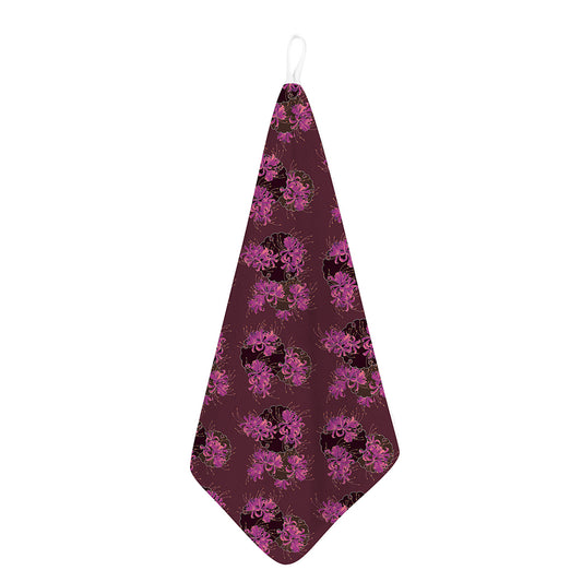 Purple Japanese Amaryllis Pattern Print Hand Towel