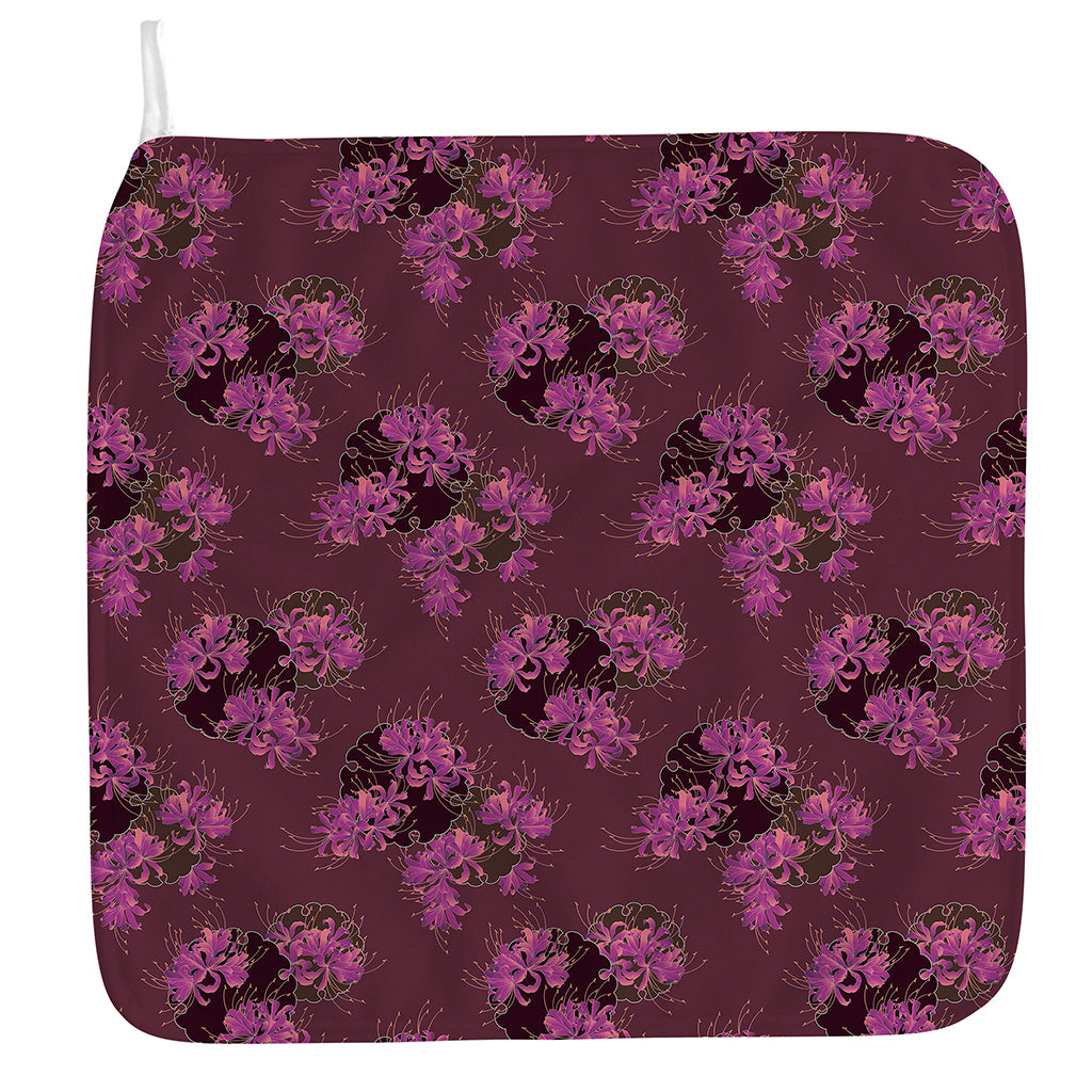 Purple Japanese Amaryllis Pattern Print Hand Towel