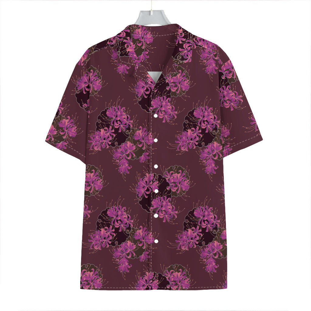 Purple Japanese Amaryllis Pattern Print Hawaiian Shirt