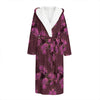 Purple Japanese Amaryllis Pattern Print Hooded Bathrobe