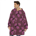 Purple Japanese Amaryllis Pattern Print Hoodie Blanket