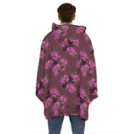 Purple Japanese Amaryllis Pattern Print Hoodie Blanket