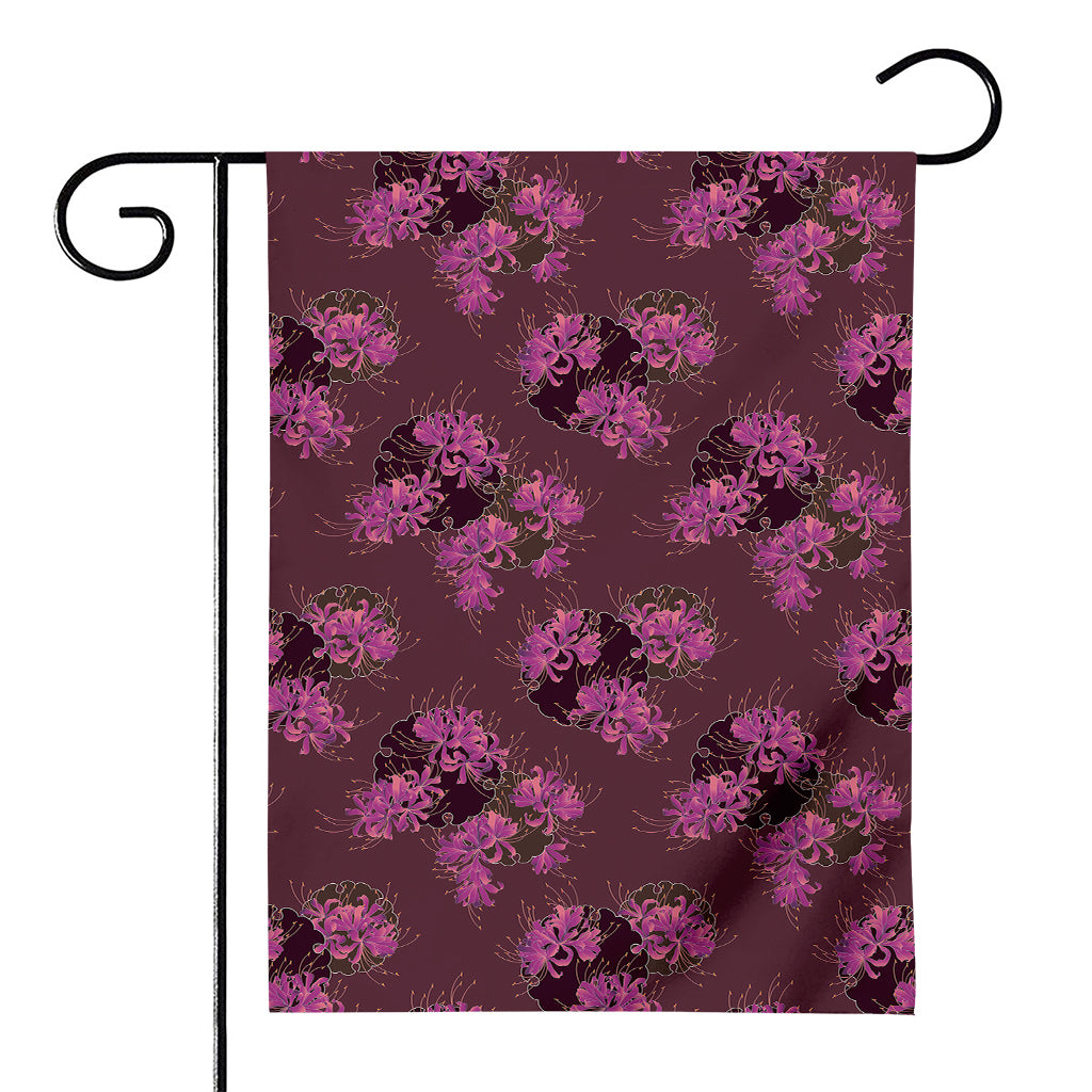 Purple Japanese Amaryllis Pattern Print House Flag