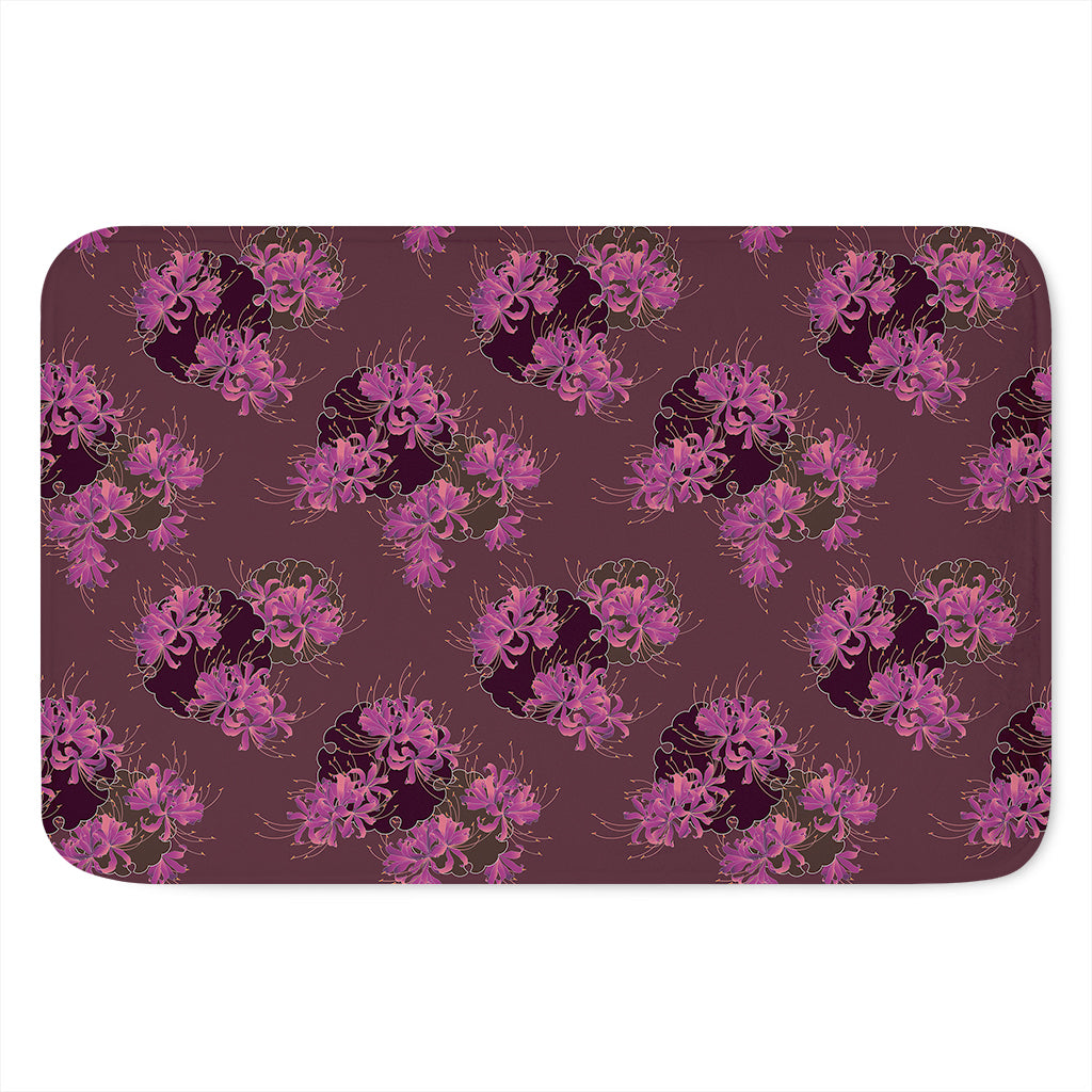 Purple Japanese Amaryllis Pattern Print Indoor Door Mat