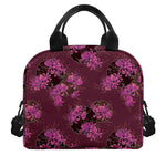 Purple Japanese Amaryllis Pattern Print Insulated Lunch Bag