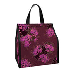 Purple Japanese Amaryllis Pattern Print Insulated Lunch Tote