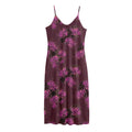 Purple Japanese Amaryllis Pattern Print Jersey Midi Cami Dress