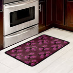Purple Japanese Amaryllis Pattern Print Kitchen Mat
