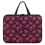 Purple Japanese Amaryllis Pattern Print Laptop Sleeve With Handle