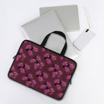 Purple Japanese Amaryllis Pattern Print Laptop Sleeve With Handle