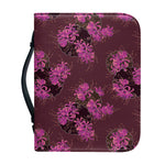 Purple Japanese Amaryllis Pattern Print Leather Bible Cover