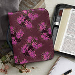 Purple Japanese Amaryllis Pattern Print Leather Bible Cover