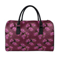 Purple Japanese Amaryllis Pattern Print Leather Duffel Bag