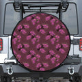 Purple Japanese Amaryllis Pattern Print Leather Spare Tire Cover