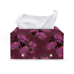Purple Japanese Amaryllis Pattern Print Leather Tissue Box Cover