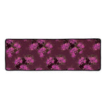 Purple Japanese Amaryllis Pattern Print Long Kitchen Mat