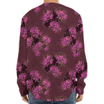 Purple Japanese Amaryllis Pattern Print Long Sleeve Baseball Jersey