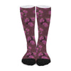 Purple Japanese Amaryllis Pattern Print Long Socks