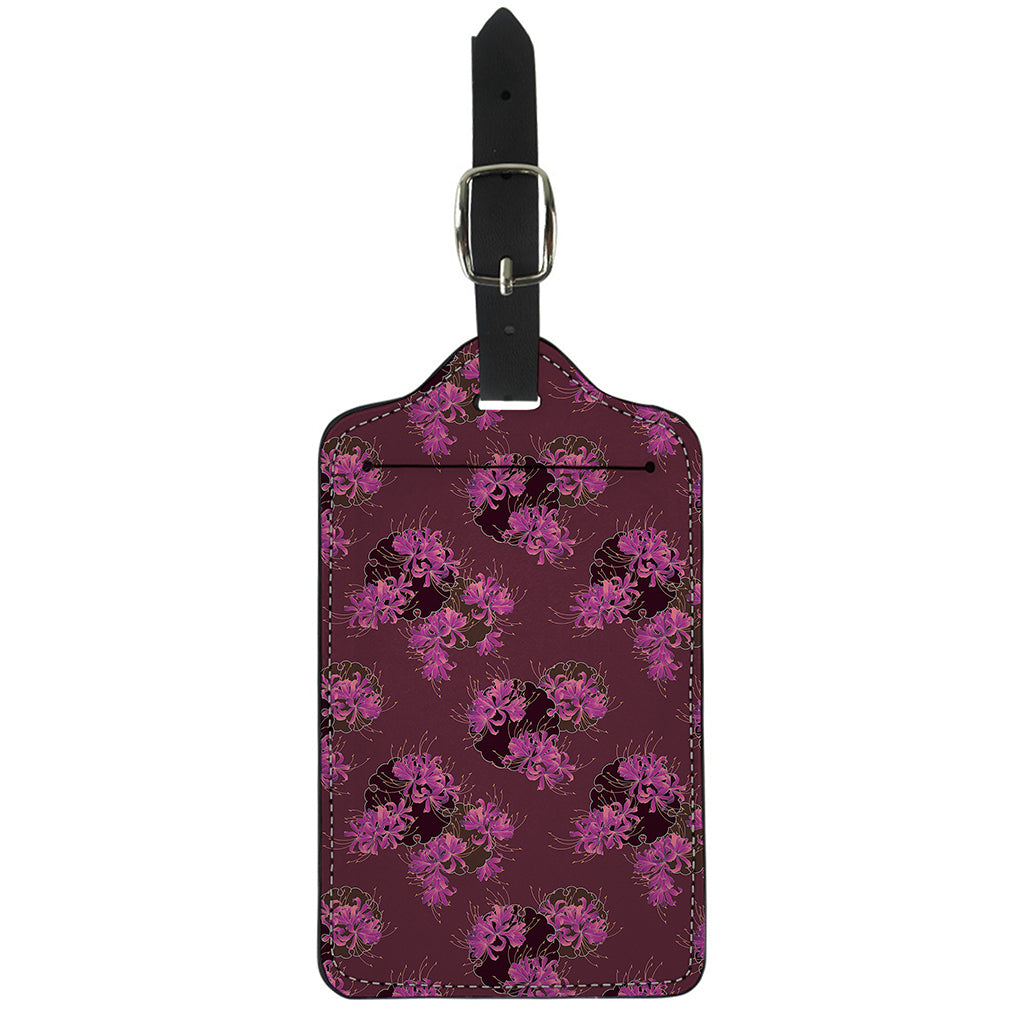 Purple Japanese Amaryllis Pattern Print Luggage Tag