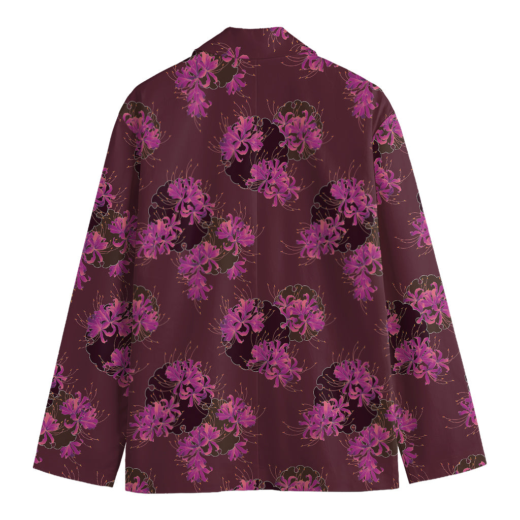 Purple Japanese Amaryllis Pattern Print Men's Blazer