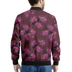 Purple Japanese Amaryllis Pattern Print Men's Bomber Jacket