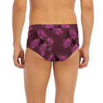 Purple Japanese Amaryllis Pattern Print Men's Briefs