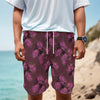 Purple Japanese Amaryllis Pattern Print Men's Cargo Shorts
