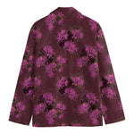 Purple Japanese Amaryllis Pattern Print Men's Cotton Blazer