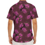 Purple Japanese Amaryllis Pattern Print Men's Deep V-Neck Shirt