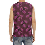 Purple Japanese Amaryllis Pattern Print Men's Fitness Tank Top