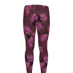 Purple Japanese Amaryllis Pattern Print Men's leggings