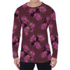 Purple Japanese Amaryllis Pattern Print Men's Long Sleeve T-Shirt