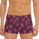 Purple Japanese Amaryllis Pattern Print Men's Short Boxer Briefs