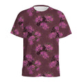 Purple Japanese Amaryllis Pattern Print Men's Athletic T-Shirt