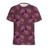 Purple Japanese Amaryllis Pattern Print Men's Sports T-Shirt