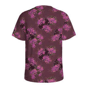 Purple Japanese Amaryllis Pattern Print Men's Sports T-Shirt