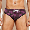 Purple Japanese Amaryllis Pattern Print Men's Swim Briefs