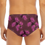 Purple Japanese Amaryllis Pattern Print Men's Triangle Swim Briefs