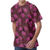 Purple Japanese Amaryllis Pattern Print Men's Velvet T-Shirt