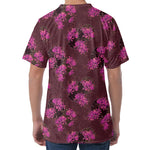 Purple Japanese Amaryllis Pattern Print Men's Velvet T-Shirt