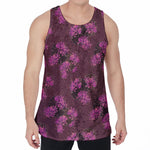 Purple Japanese Amaryllis Pattern Print Men's Velvet Tank Top